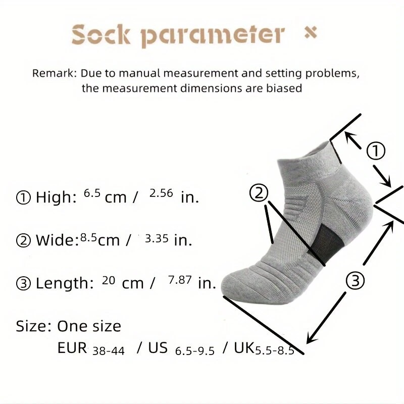 (image for) 5 Pairs Men's Sports Socks, Towel Basketball Socks, Wicking Sweat Breathable Running Cycling Socks, High Elastic Outdoor Activities Ankle Socks