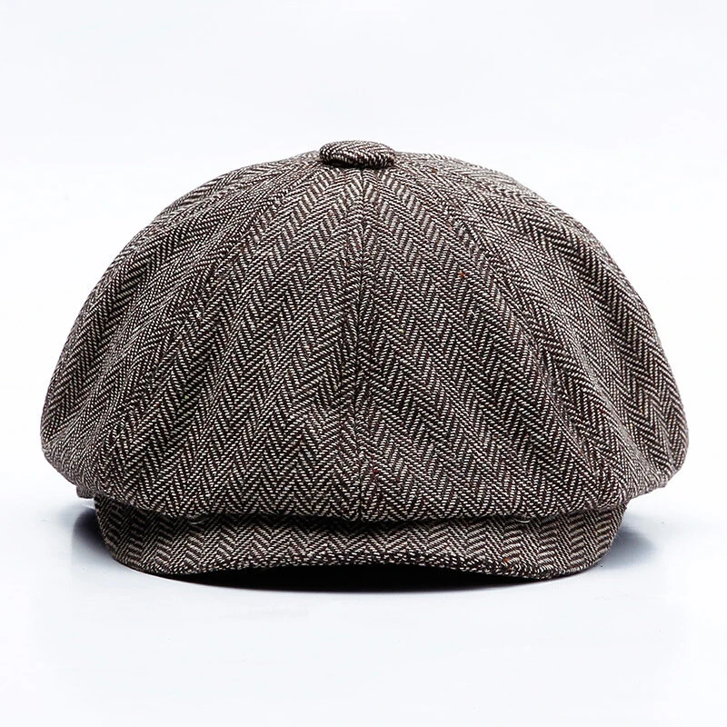 (image for) Collrown Classic Vintage Octagonal Cap Men Hat Newsboy Cap Women Casual Beret Hat Flat Peaked Caps for Autumn Winter