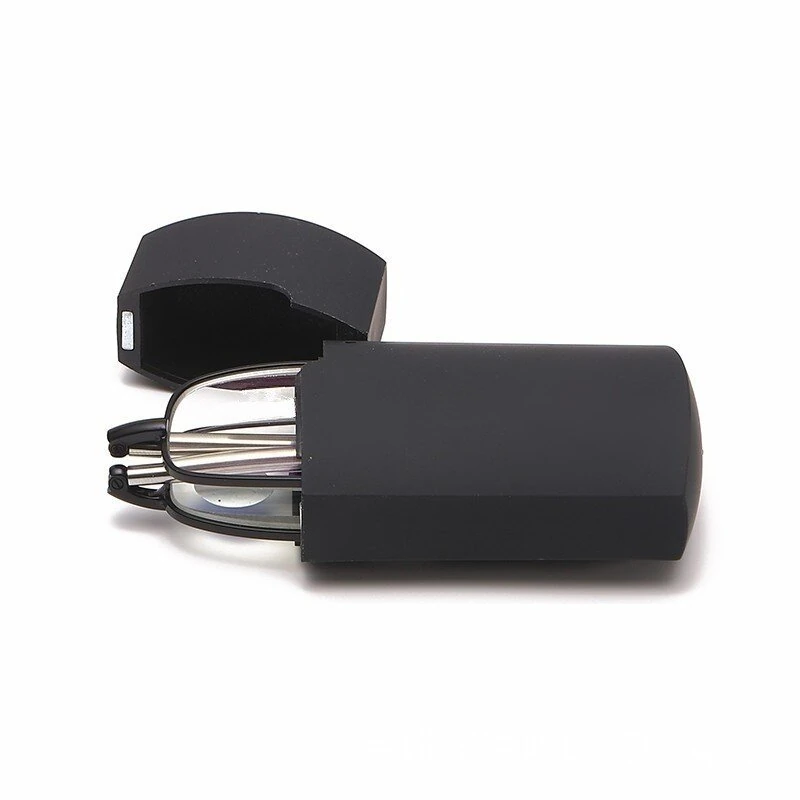 (image for) Foldable Reading Glasses Men Women Metal Frame Blue Light Resistant EyeGlasses with Bag Prescription Eyewear +1.5 To +3.5